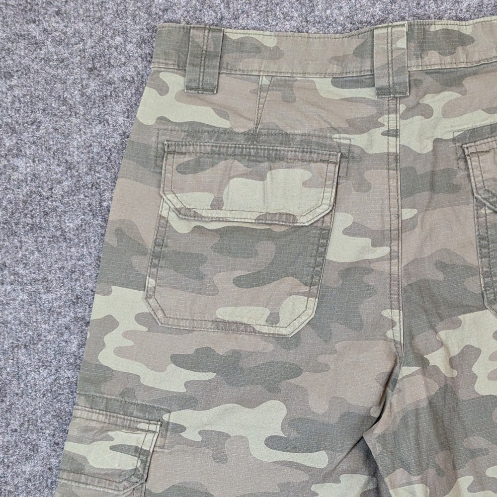 Eddie Bauer Men's 32 Ripstop Green Camo Camouflage Cotton Hiking Cargk Shorts - Picture 7 of 16